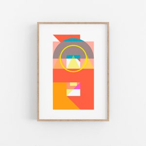 Minimal geometric art print in a Bauhaus style. Graphic fine art print for workspace or home. Available in small to large sizes.