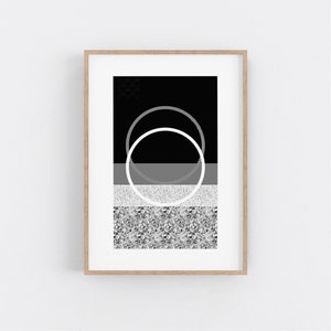 Minimalist Serigraph Print . Mid Century Modern, Living Room Decor - Black and White Screen Print.
