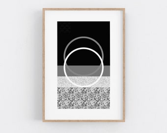 Minimalist Serigraph Print . Mid Century Modern, Living Room Decor - Black and White Screen Print.