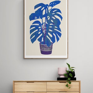 Monstera Print. Botanical Decor. Mid Century Modern, Office Decor Minimalist Wall Art Plant Poster image 3