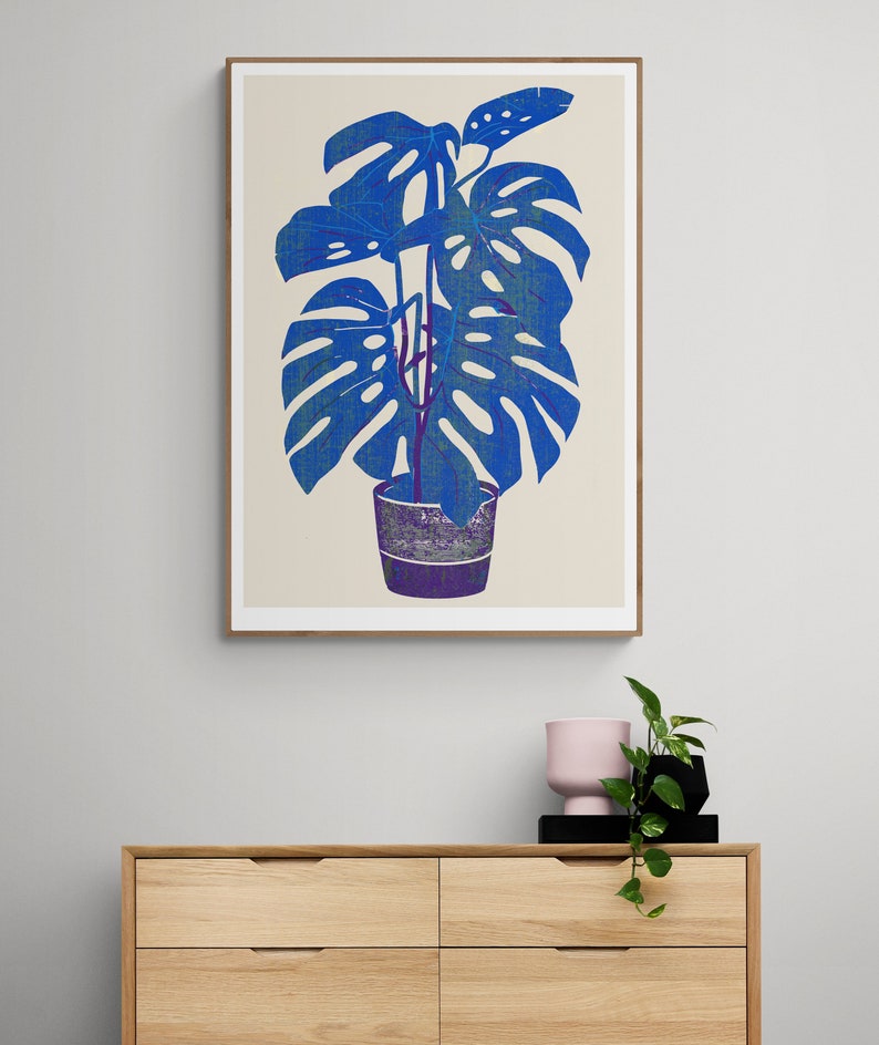 Monstera Print. Botanical Decor. Mid Century Modern, Office Decor Minimalist Wall Art Plant Poster image 3