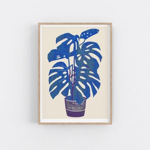 Kunstdruck der Monstera-Pflanze. Botanische Kunst - Mid Century Modern, Bürokunst - minimalistische Wandkunst