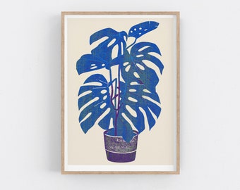 Monstera Print. Botanical Decor.  Mid Century Modern, Office Decor - Minimalist Wall Art - Plant Poster