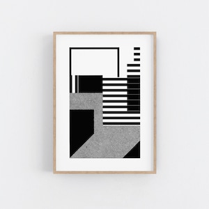 Black and White Serigraph. Bauhaus Print - Mid Century Modern Serigraph, Office Decor - Minimalist Wall Art - Small Print