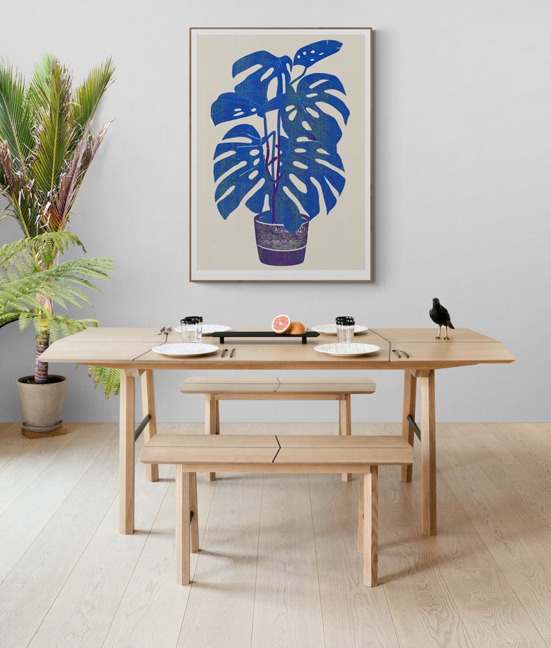 Kunstdruck der Monstera-Pflanze. Botanische Kunst Mid Century Modern, Bürokunst minimalistische Wandkunst Bild 5