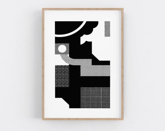 Siebdruck Bild, Bauhaus Kunstdruck. Mid-Century, Minimalistische Wandkunst. Geometrisch Kunst.