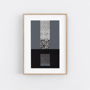 Original Serigraph Art. Mid Century Modern, Living Room Decor - Minimalist Wall Art - Abstract Screen Print Art - Black and White Art.