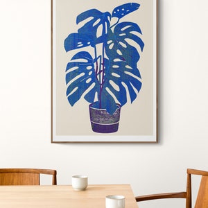 Monstera Print. Botanical Decor. Mid Century Modern, Office Decor Minimalist Wall Art Plant Poster image 6