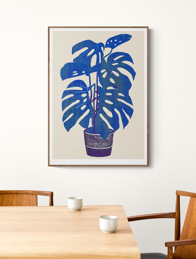 Monstera Print. Botanical Decor. Mid Century Modern, Office Decor Minimalist Wall Art Plant Poster image 6