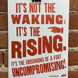 Rise Up Print | red letterpress | vintage wood type | protest art | home decor
