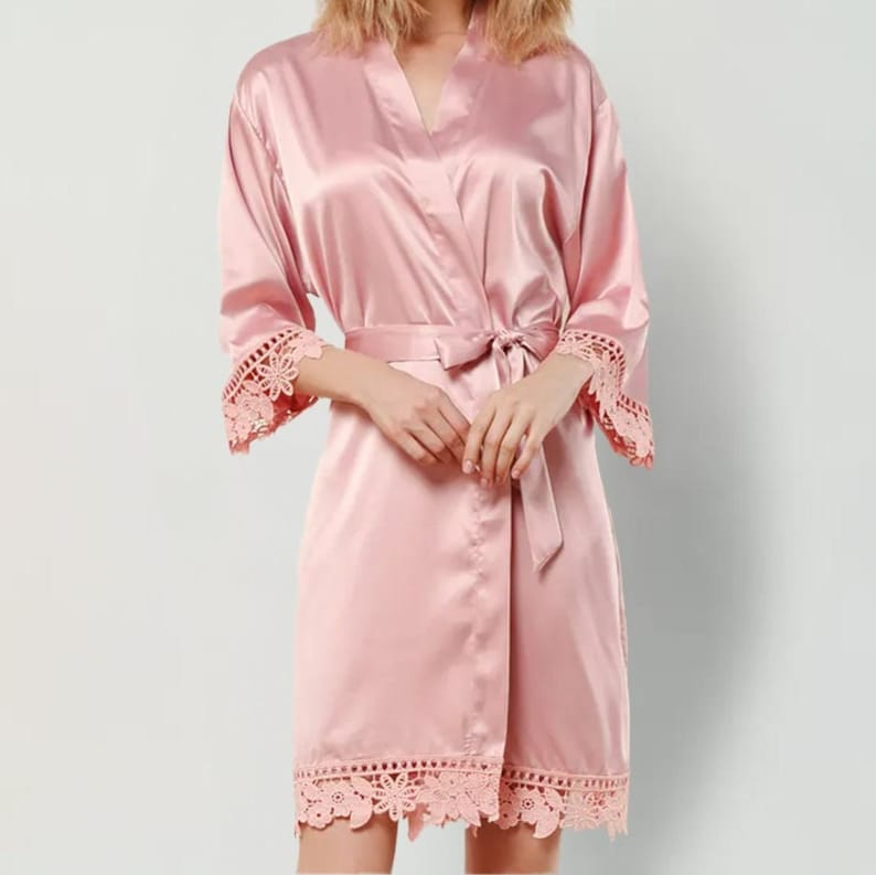 Personalized dressing gown/bathrobe/kimono for weddings, bachelorette parties, getting ready for the bride and maid of honor, bridesmaids image 4