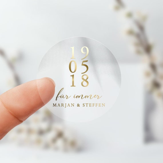 50 Personalisierte Hochzeitsaufkleber – 4 Cm Rund, Mit Namen & Datum | Für Gastgeschenke, Taufe, Geburtstag