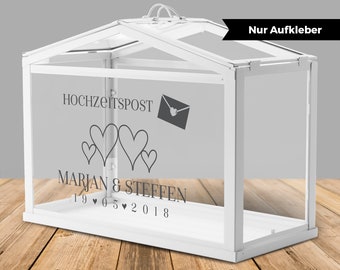 Sticker for wedding post box / greenhouse for money gifts and cards to the wedding "envelope", personalized