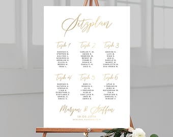 Sitzplan zur Hochzeit personalisiert mit euren Wunschnamen aus weißen Acrylglas, Hochformat