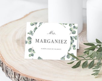 Personalized place cards / name cards "Eucalyptus Love"