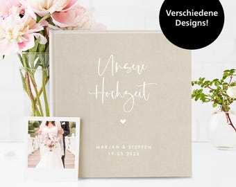Wedding photo album made of genuine linen, personalized in 2 sizes