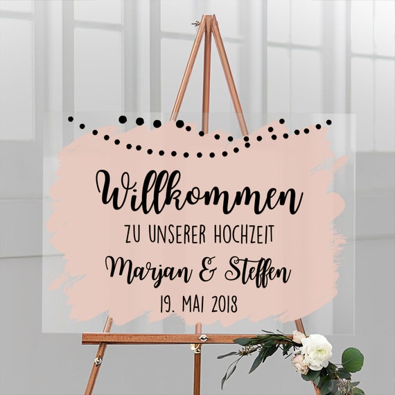 Panneau Bienvenue Mariage Personnalisé - Acrylique Transparent Avec Noms Et Date - Décoration Noces