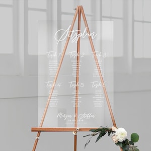 Plan de table de mariage personnalisé avec le nom de votre choix en verre acrylique, format portrait