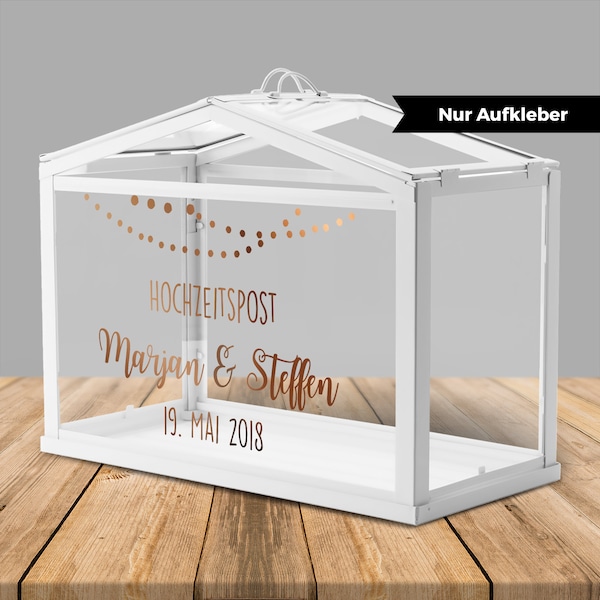 Personliga klistermärken till bröllopsbrevlåda/växthus för kontantgåvor och bröllopskort "girland".
