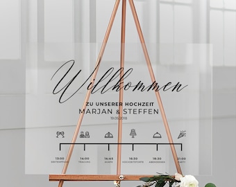 Ablaufplan zur Hochzeit personalisiert mit euren individuellen Programmpunkten aus Acrylglas, Querformat