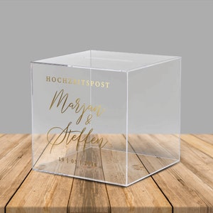 Acrylbox für Geldgeschenke und Karten zur Hochzeit "Aaliyah", personalisiert - ohne Schloss