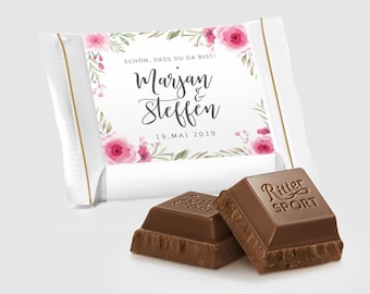 Guest gift Ritter Sport Mini Wedding finished - nice that you are here! "Spring Blossom" - already from 0,99 Euro per piece!