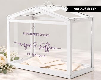 Stickers for wedding post box / greenhouse for money gifts and cards for the wedding "heart", personalized