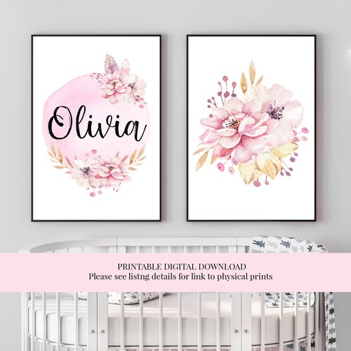 DIGITAL DOWNLOAD Printable Nursery Wall Art Baby Name Art Etsy