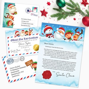 DESCARGA DIGITAL Carta personalizada de Papá Noel, Postal de Papá Noel, Certificado de Lista Bonita, Actividades de Nochebuena para niños