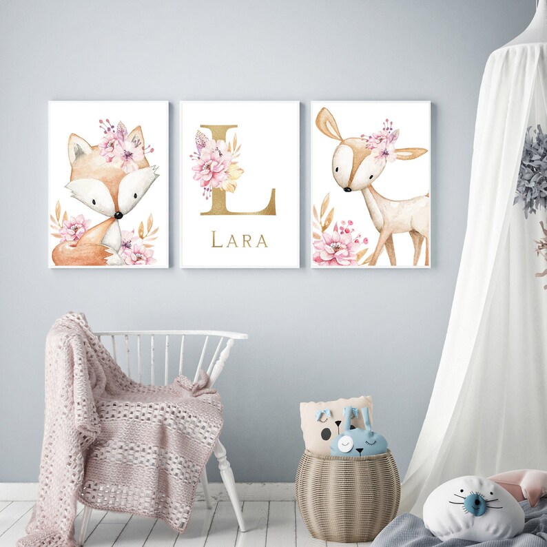 Printable Nursery Wall Art Baby Name Art Print Girls Room Etsy