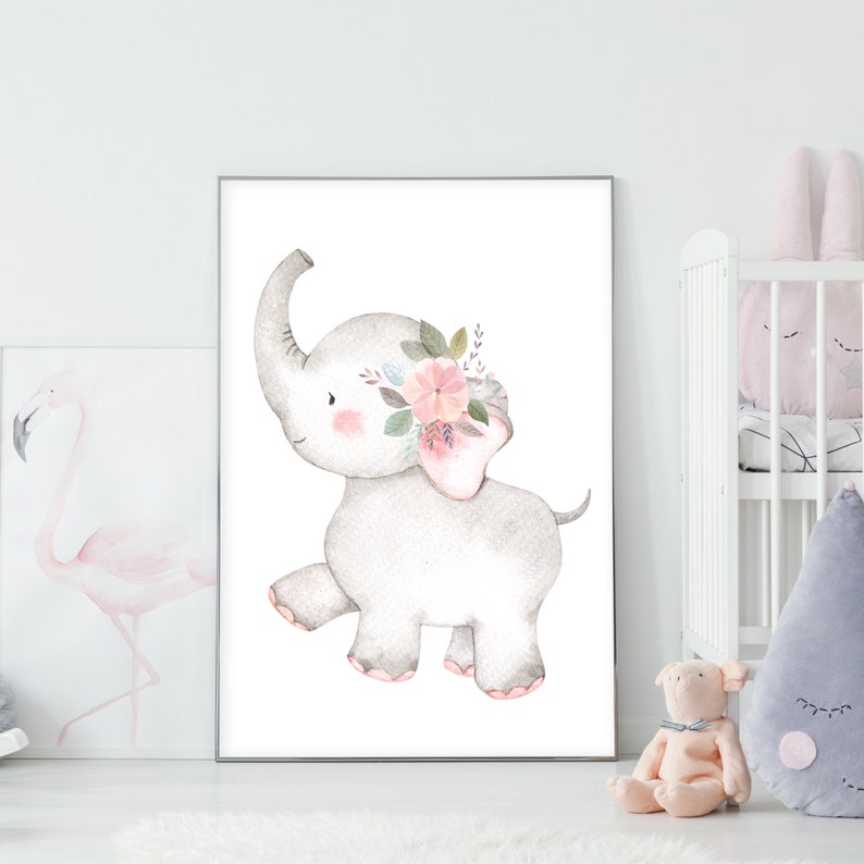 Printable Cute Elephant Nursery Art Print set Nursery Decor Etsy