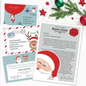DOWNLOAD DIGITAL Carta personalizada para impressão do Papai Noel, cartão postal do Papai Noel, certificado de lista agradável, atividades de véspera de Natal para crianças
