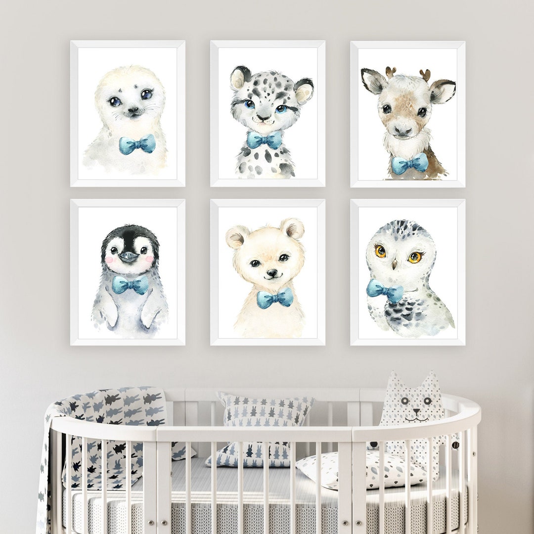 Cute Arctic Animal Nursery Print Set, Nursery Art, Baby Room Wall Art ...
