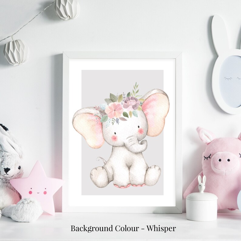 Printable Cute Elephant Nursery Art Print set Nursery Decor Etsy