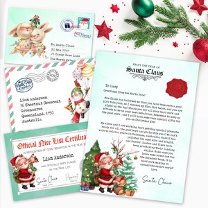 DESCARGA DIGITAL Carta personalizada de Papá Noel, Postal de Papá Noel, Certificado de Lista Bonita, Actividades de Nochebuena para niños