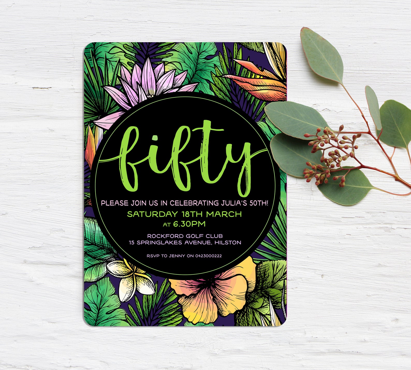 Printable Tropical Birthday Invitation Customised Party Etsy