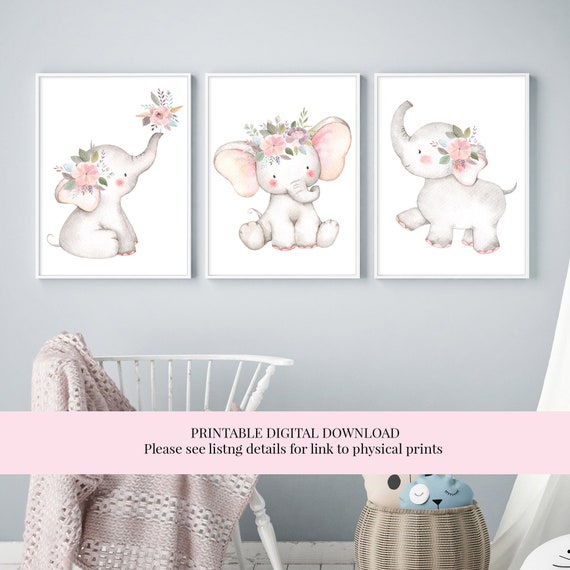 DIGITAL DOWNLOAD Printable Cute Elephant Nursery Art Print | Etsy