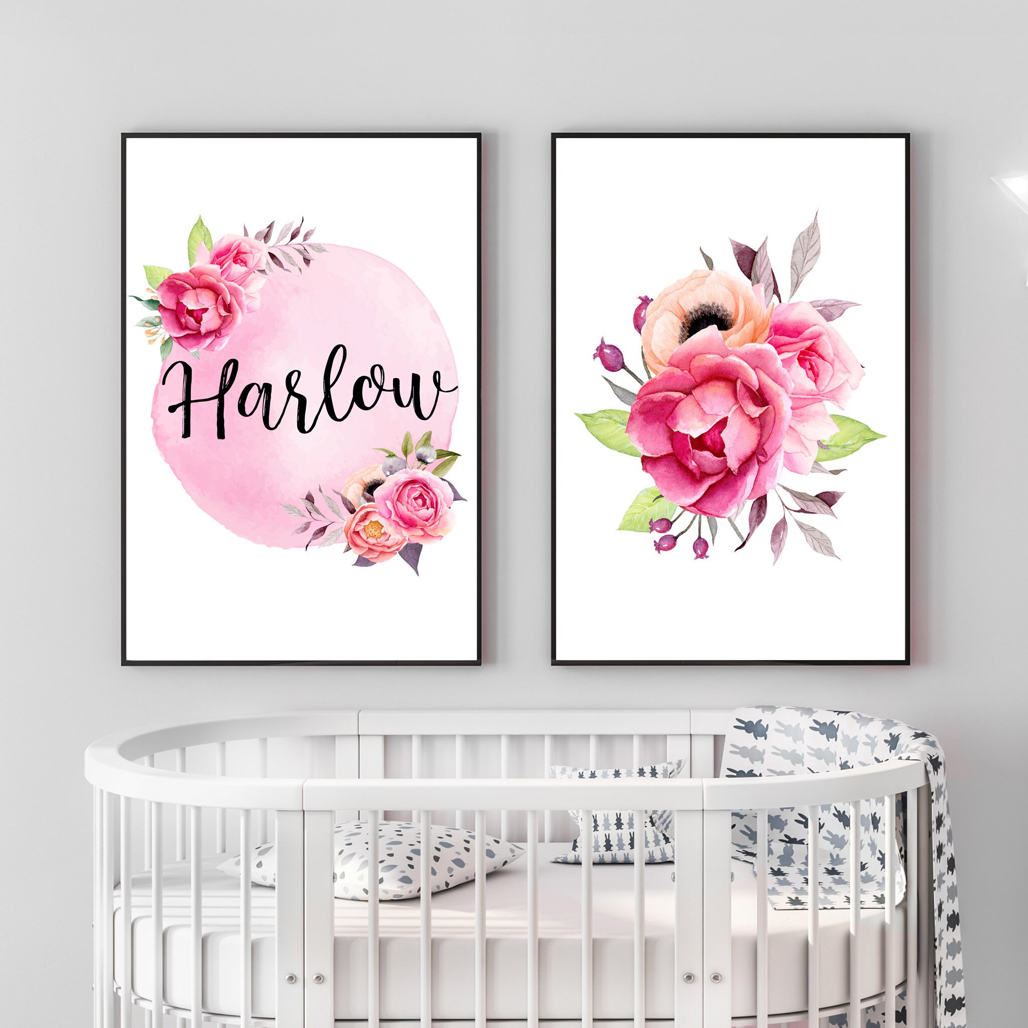 Customised Baby Name Print Nursery Wall Art Nursery Decor Etsy
