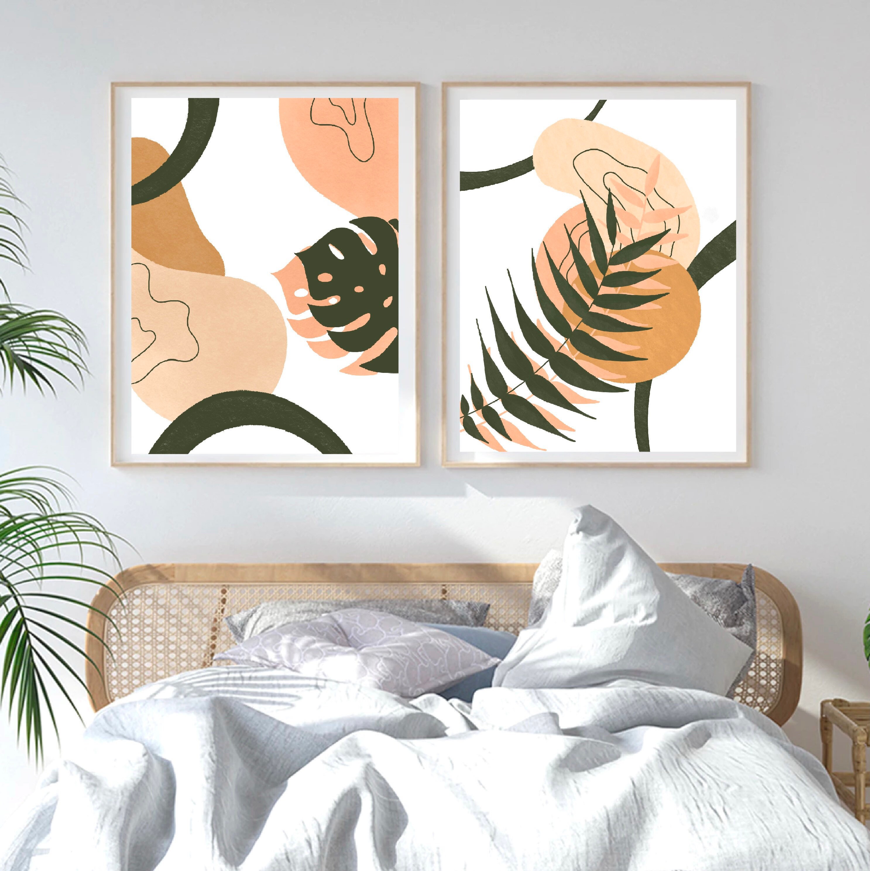 Set of 2 Botanical wall art set Abstract art prints Digital Etsy