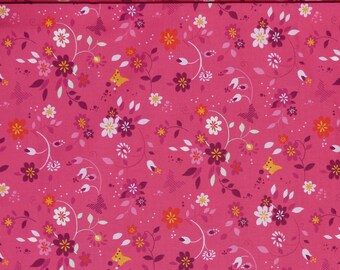 Patchworkstoff,Baumwolle mit kleinen Blumen in Weiß,rosa,pink und bordeaux