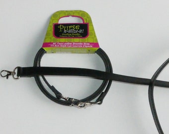 1 piece 1.7 cm wide faux leather strap, 112 cm long, black
