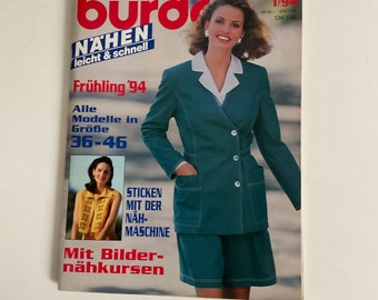 Burda Moden  1 / 94  Modemagazin Nähen Stricken Basteln