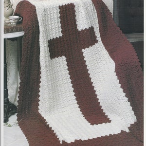 Crochet Afghan Blanket Pattern with Cross Motif , Pdf Instant download.