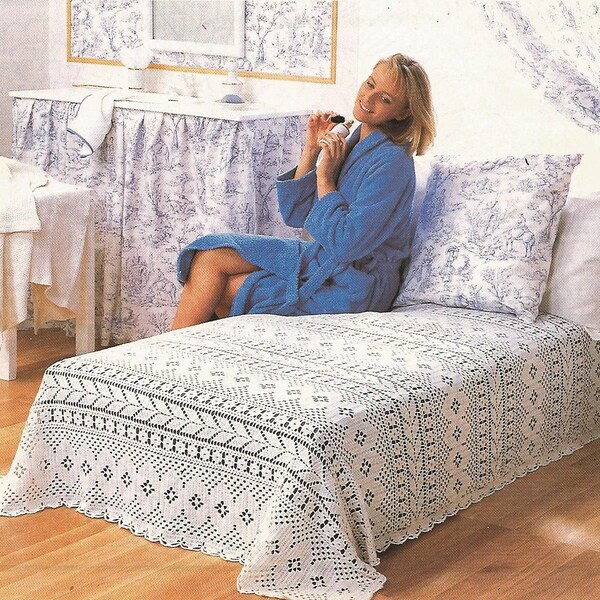 Modèle de couvre-lit au crochet, vintage, téléchargement instantané pdf