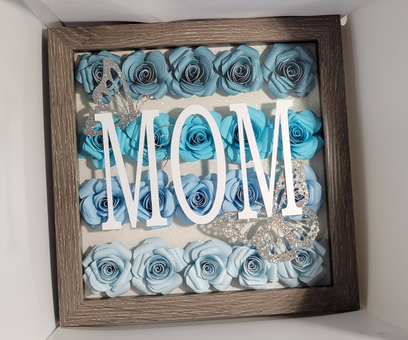 Mom Shadow Box 8x8 Flower Box Personalized Shadow Box Gift for Mom