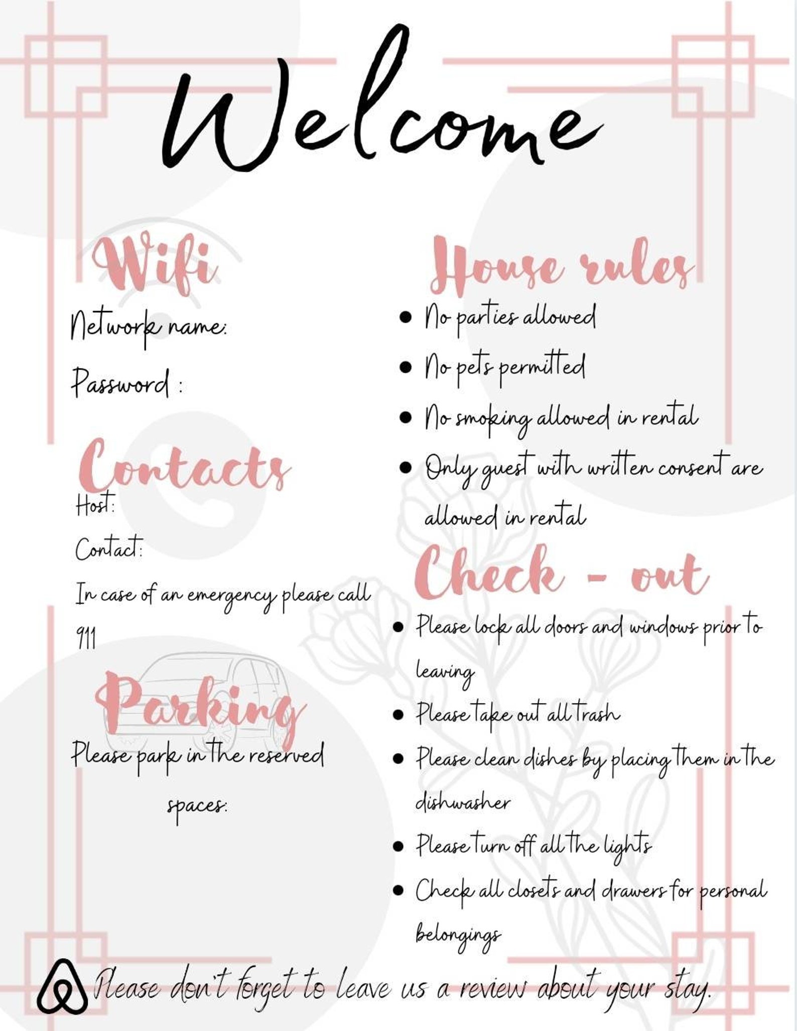 Printable Airbnb House Rules Template Printable World Holiday