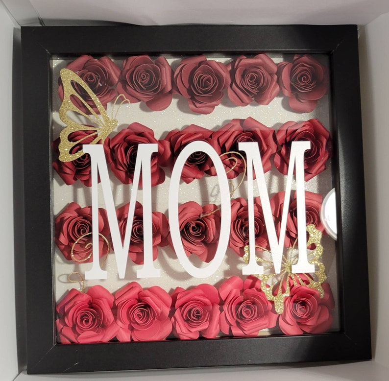 Mom Shadow Box 8x8 Flower Box Personalized Shadow Box Gift for Mom