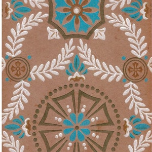 Vintage-Druck Handkolorierte Tapete Katalog Design Muster Muster No. 48 1950er Jahre Sammlerstücke Wohnkultur