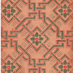 Vintage-Druck Handkolorierte Tapete Katalog Design Muster Muster No. 154 1950er Jahre Sammlerstück Wohnkultur