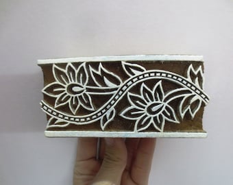 Floral carving BOLD design border Indian Wood stamp, Border stamp, textile stamp, , wood stamps, craft stamp, clay & pottery stamp